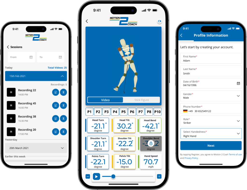 Motion2Coach Golfschwung 3D Analyse Mobile App