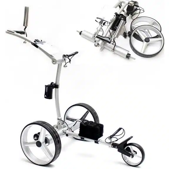 5 beste elektrische Golf Trolleys, die Ihren Rücken bei jeder Runde schonen 1 Elektrischer 3-Rad-Golftrolley mit Memory-Funktion