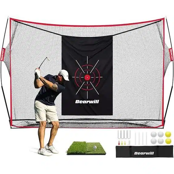 5 beste Golfnetze, die jeden Hinterhof in eine Driving Range verwandeln 2 Bearwill Golfnetz 10x7ft mit Matte & Zubehör