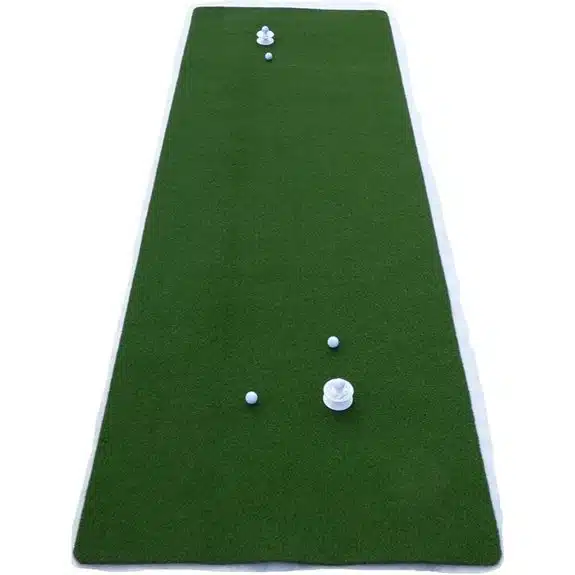 WHYGOLF Putting Thing , Das ultimative Werkzeug, um 3-Putts zu vermeiden? 3 Teaching-Pro Künstliches Putting-Grün (4x2m)