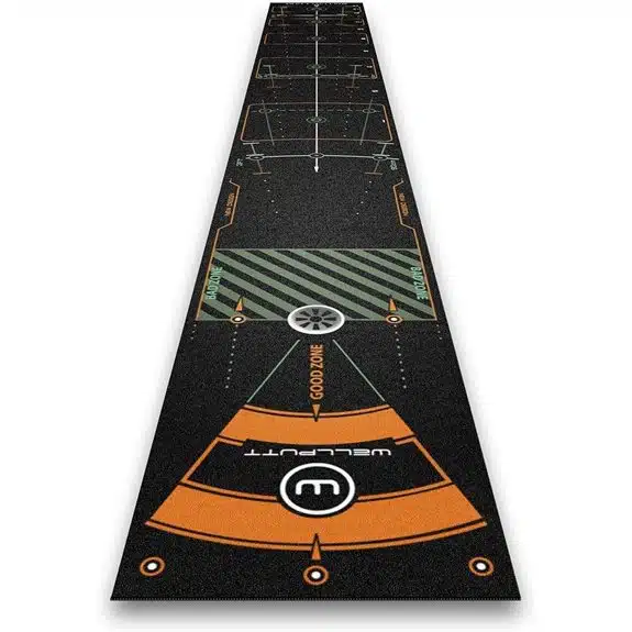 WHYGOLF Putting Thing , Das ultimative Werkzeug, um 3-Putts zu vermeiden? 7 WELLPUTT - Golf-Trainings-Puttingmatte 4 m Schwarz