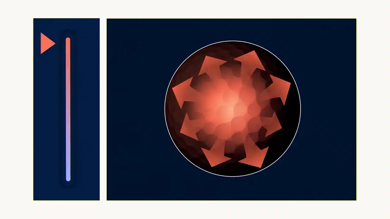 Wie verhalten sich Golfbälle bei Kälte? Erklärung, Einfluss auf Distanz und praktische Tipps 1 Grafik eines Golfball-Inneren mit nach außen gerichteten Pfeilen, die Energieabgabe und Druck zeigen