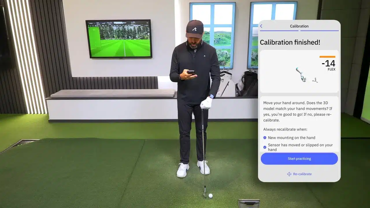 Anti Slice Golf-Training mit HackMotion: Mein ehrliches Review zum Wrist-Sensor 3 HackMotion App zeigt „Calibration finished
